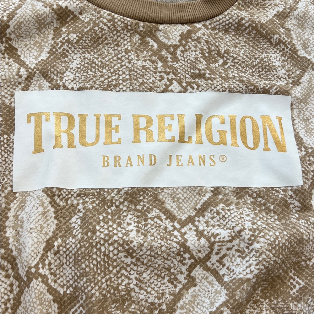True Religion Python Shrunken Beige Snake Print S… - image 5